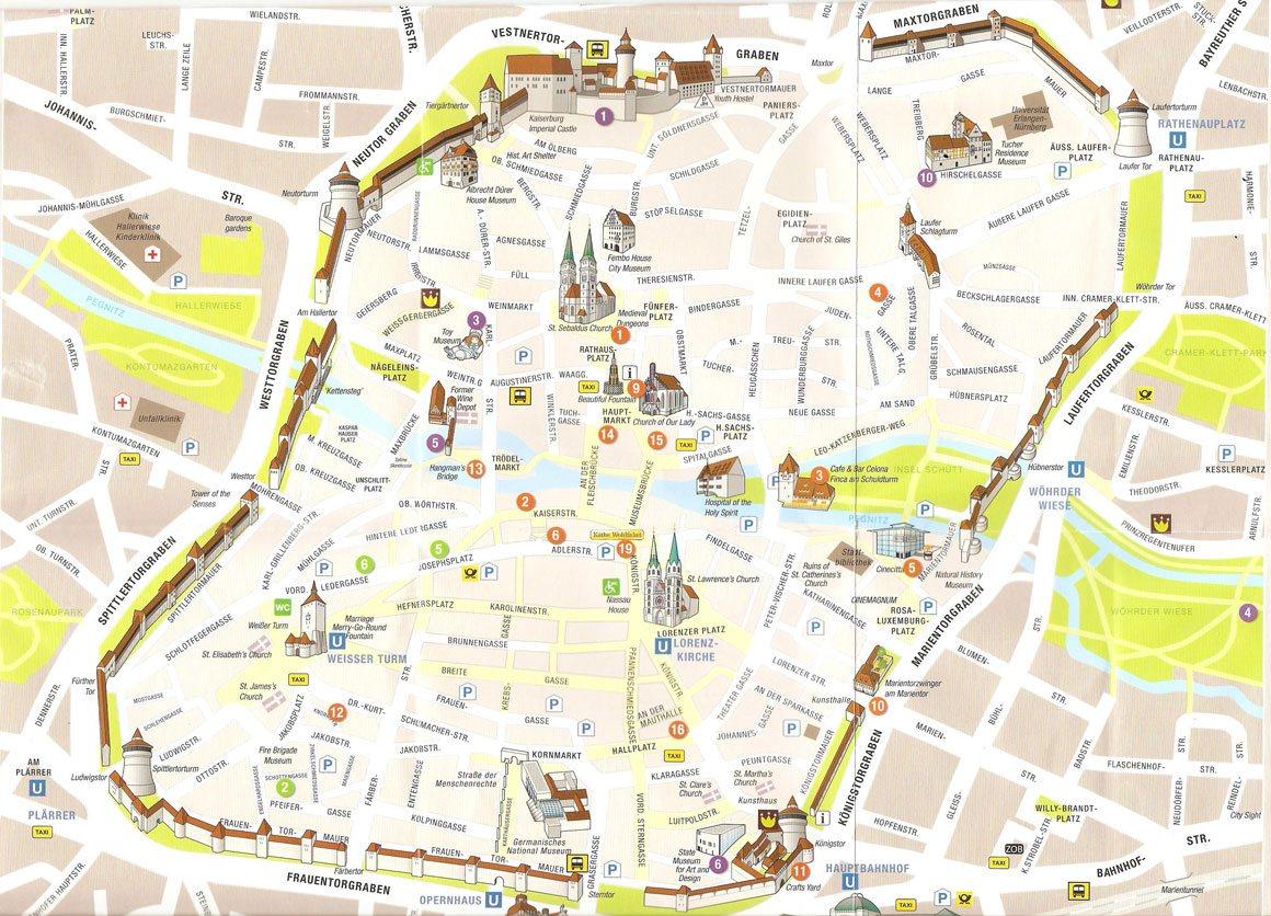 Карта Старого города Нюрнберга