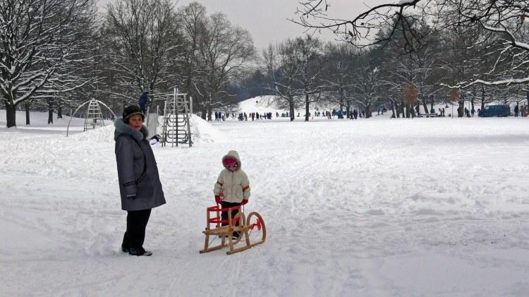 Хиршгартен с детьми. Зимний парк Хиршгартен.